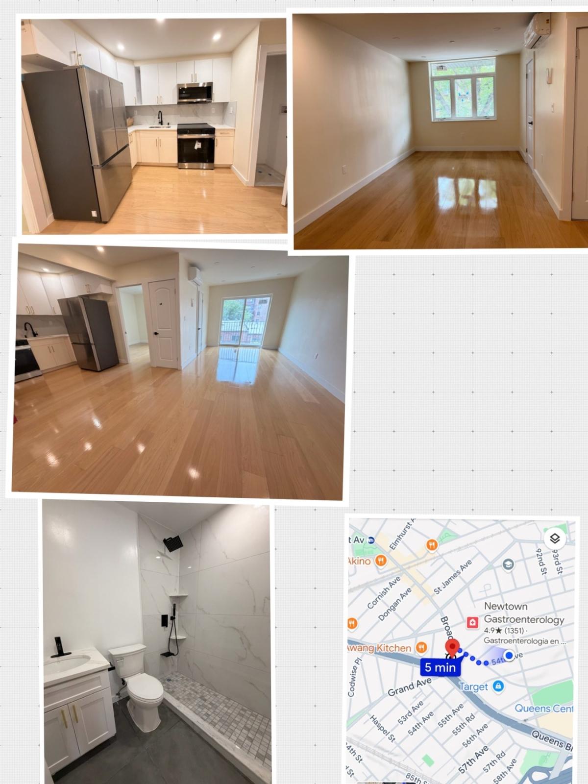 Elmhurst新公寓2房1厅，含水，室内洗衣机干衣机，月租$3100