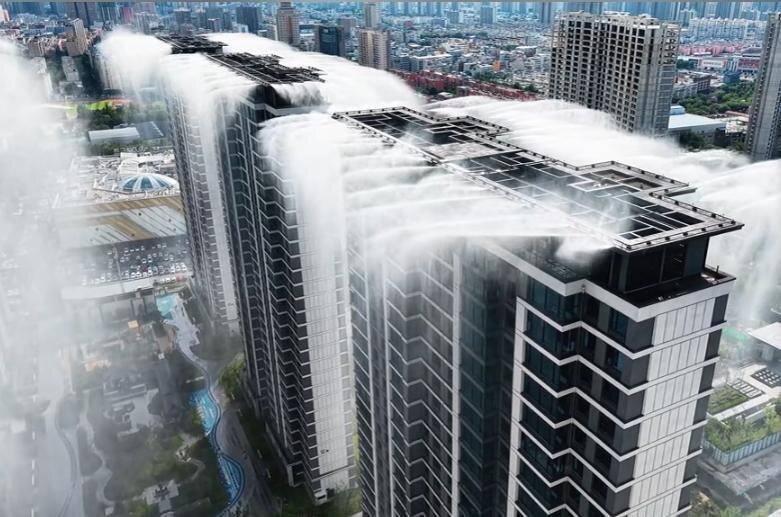 中国小区「雾化冷却系统」人工降雨红到国外