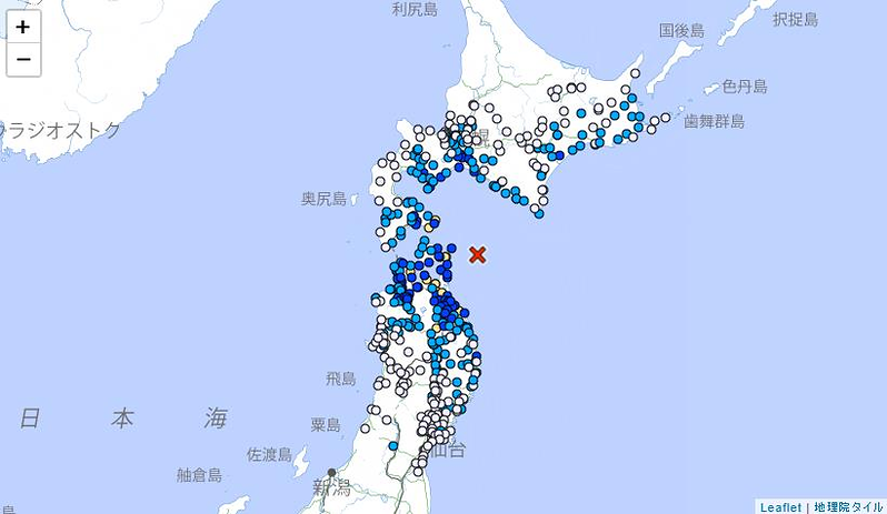 日本又震 青森外海规模5.8地震 北海道、东北最大震度4