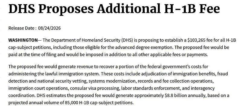 DHS新规 H-1B拟增收10万3265美元 引发留学生忧虑