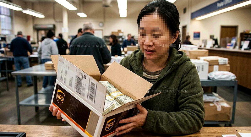 加州华人女子通过UPS邮寄2万美元现金，包裹在田纳西州被拦截